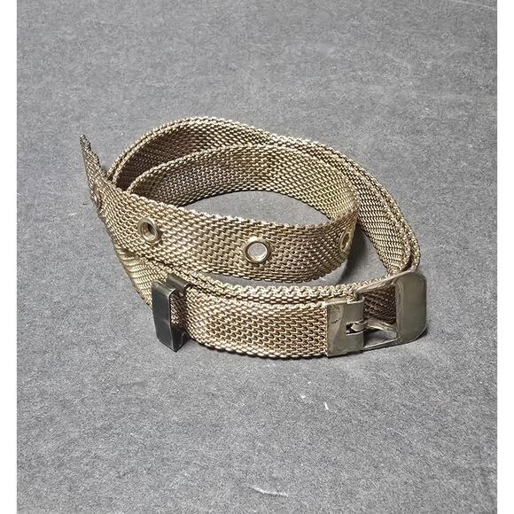 Metal Mesh Chain Belt Womens Gold Tone Grommet Buckle Adjustable Chainmail - Picture 1 of 7